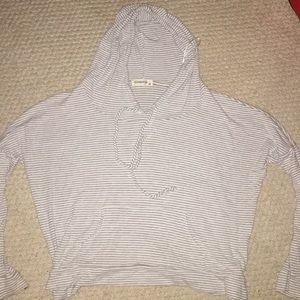 white and grey striped hoodie